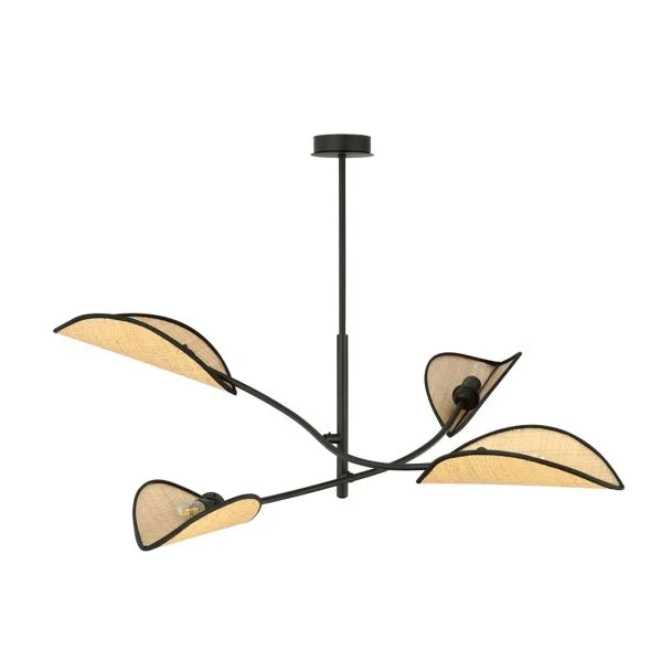 EMIBIG 1108/4 LAMPA SUFITOWA LOTUS 4 BLACK/RATTAN