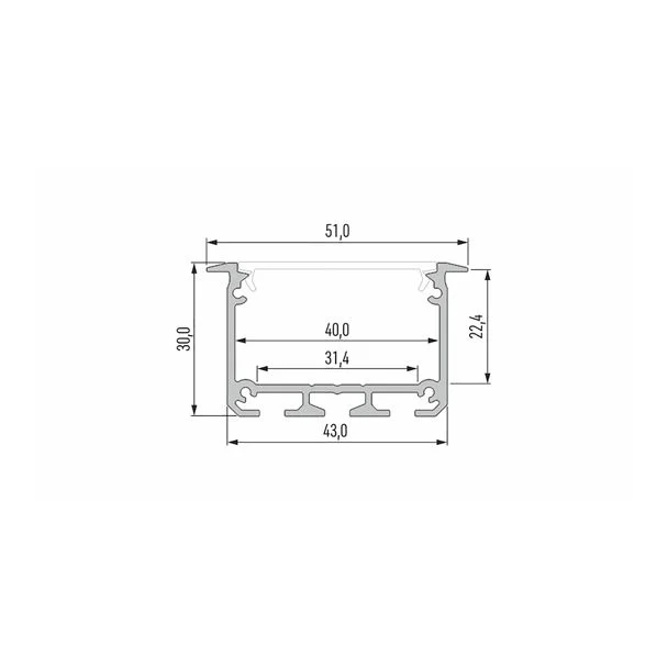 LED LABS 10-0124-30 Profil LED LUMINES typ INSO srebrny anodowany 3 m