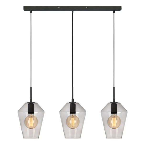 MARKSLOJD 107132 RETRO lampa wisząca 3L Czarny/Przydymiony