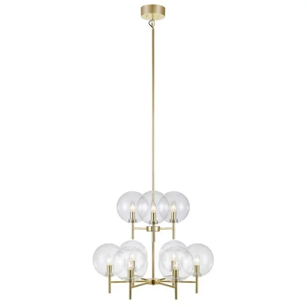 MARKSLOJD 107920 CROWN lampa wisząca 9L Złoty Szczotkowany/Przeźroczysty