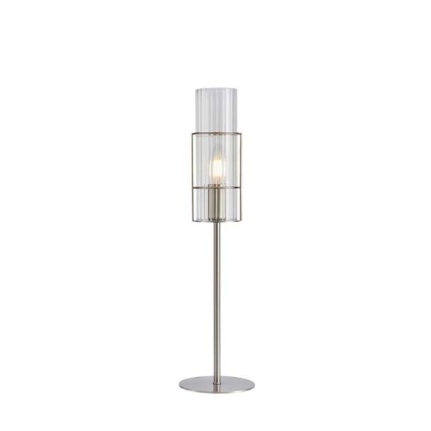 MARKSLOJD 108557 TUBO lampa stołowa 1L 50cm Satin Nickel/Clear