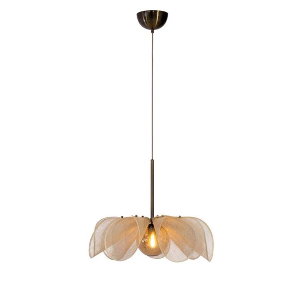 MARKSLOJD 108659 STYRKA lampa wisząca 1L 63cm Beige/ Antique Brass/Amber