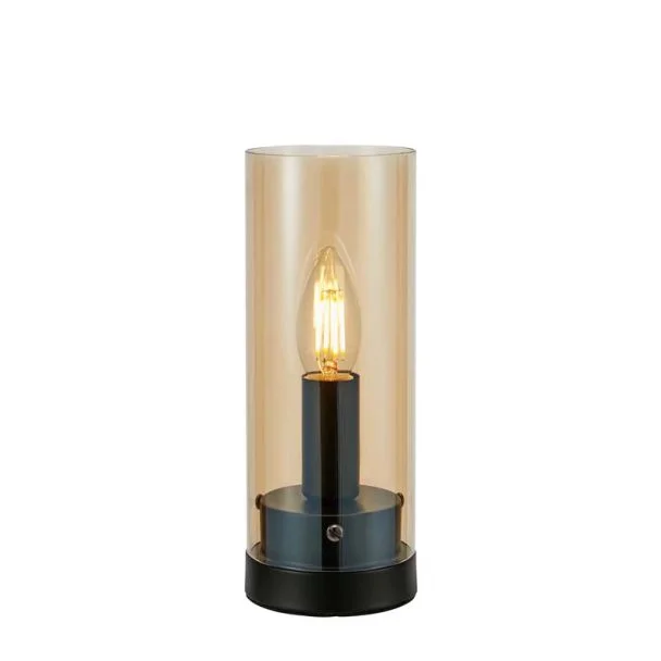 MARKSLOJD 108719 POST lampa stołowa 1L 9cm Black/Plated Amber