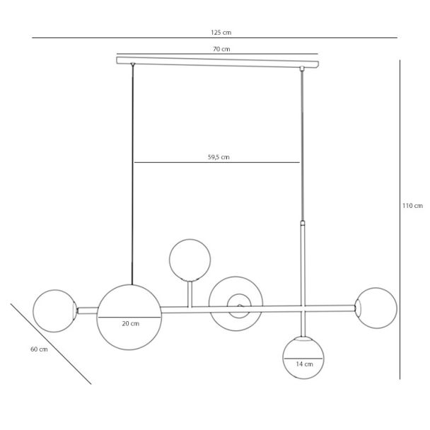 ALDEX 1092K1_2 LAMPA WISZĄCA DIONE 6 BLACK (LISTWA)