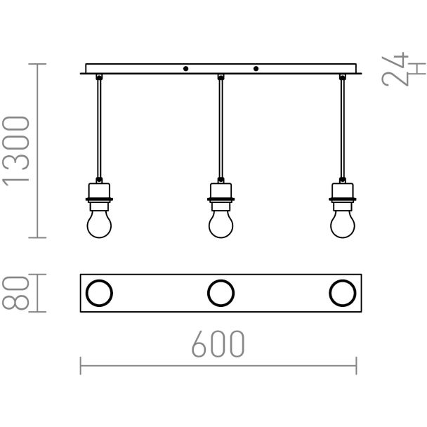 RENDL R11774 MORE 60 sufitowa wisząca podstawa nikiel mat 230V E27 3x42W