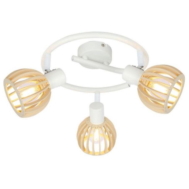 CANDELLUX 98-68125 ATARRI SPIRALA 3X25W E14 BIAŁY+DREWNO