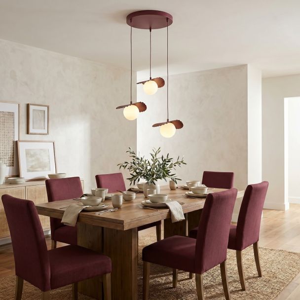 EMIBIG 1761/3 FLORA 3PREM BURGUNDY OPAL Lampa wisząca