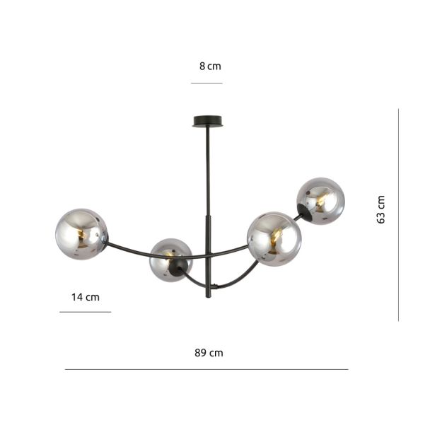 EMIBIG 1100/4 LAMPA SUFITOWA HUNTER 4 BLACK/GRAFIT