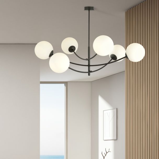 EMIBIG 1102/6 LAMPA SUFITOWA HUNTER 6 BLACK/OPAL