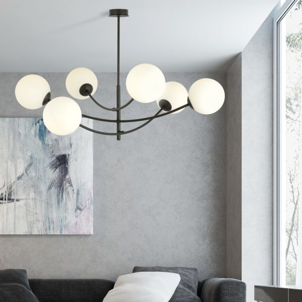 EMIBIG 1102/6 LAMPA SUFITOWA HUNTER 6 BLACK/OPAL
