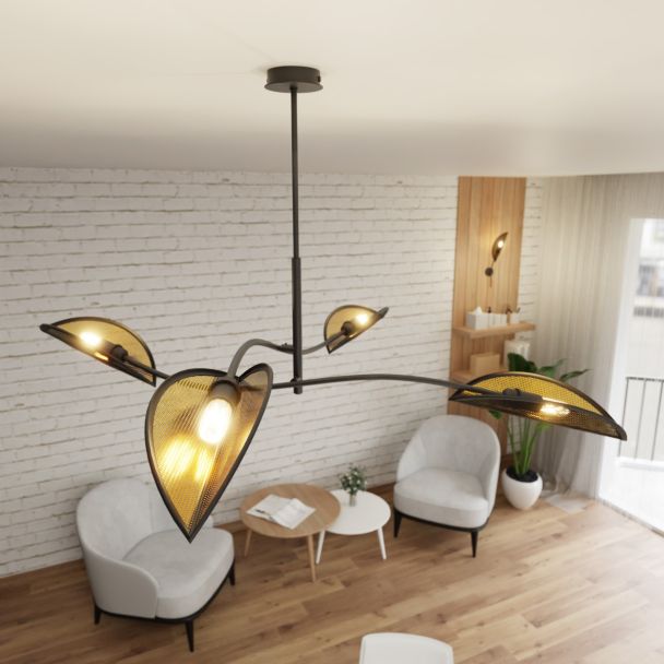 EMIBIG 1106/4 LAMPA SUFITOWA LOTUS 4 BLACK/GOLD