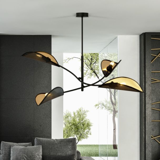 EMIBIG 1106/4 LAMPA SUFITOWA LOTUS 4 BLACK/GOLD