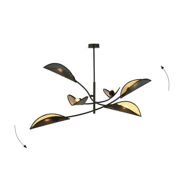 EMIBIG 1106/6 LAMPA SUFITOWA LOTUS 6 BLACK/GOLD