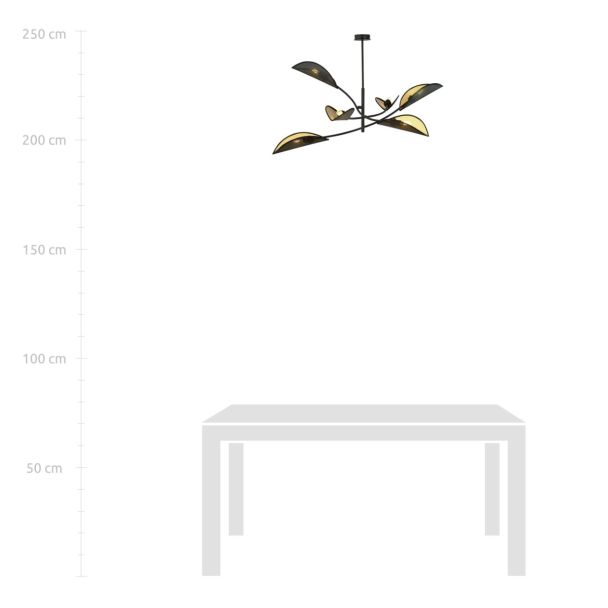 EMIBIG 1106/6 LAMPA SUFITOWA LOTUS 6 BLACK/GOLD