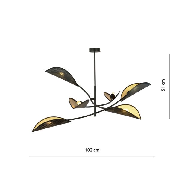 EMIBIG 1106/6 LAMPA SUFITOWA LOTUS 6 BLACK/GOLD