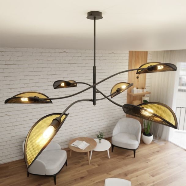 EMIBIG 1106/6 LAMPA SUFITOWA LOTUS 6 BLACK/GOLD