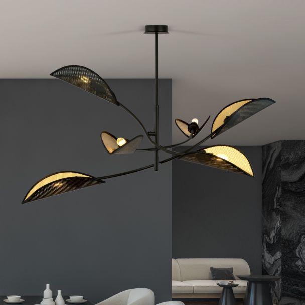EMIBIG 1106/6 LAMPA SUFITOWA LOTUS 6 BLACK/GOLD