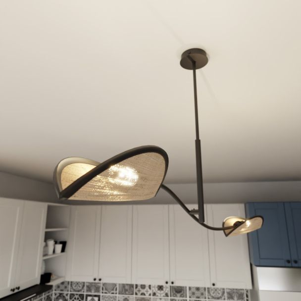EMIBIG 1108/2 LAMPA SUFITOWA LOTUS 2 BLACK/RATTAN