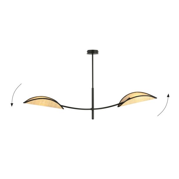 EMIBIG 1108/2 LAMPA SUFITOWA LOTUS 2 BLACK/RATTAN
