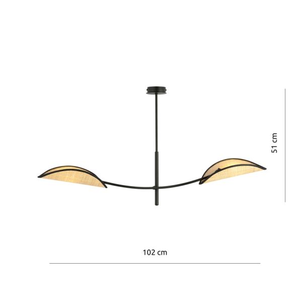 EMIBIG 1108/2 LAMPA SUFITOWA LOTUS 2 BLACK/RATTAN
