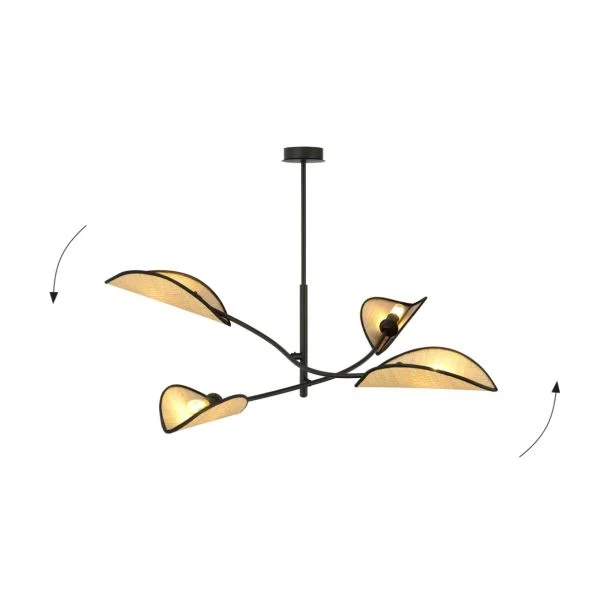 EMIBIG 1108/4 LAMPA SUFITOWA LOTUS 4 BLACK/RATTAN