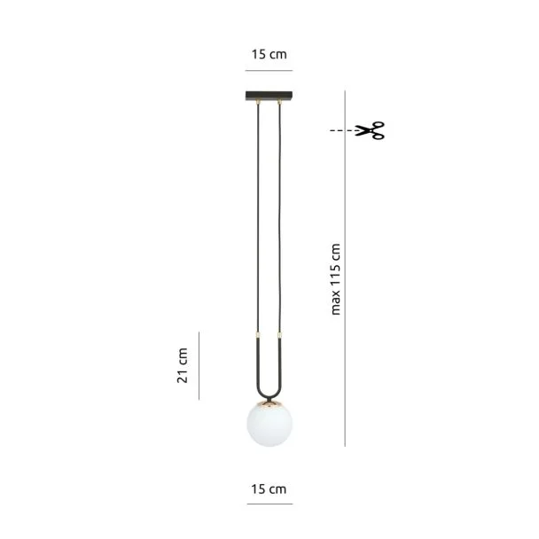 EMIBIG 1112/1 LAMPA WISZĄCA GLAM 1 BLACK/OPAL