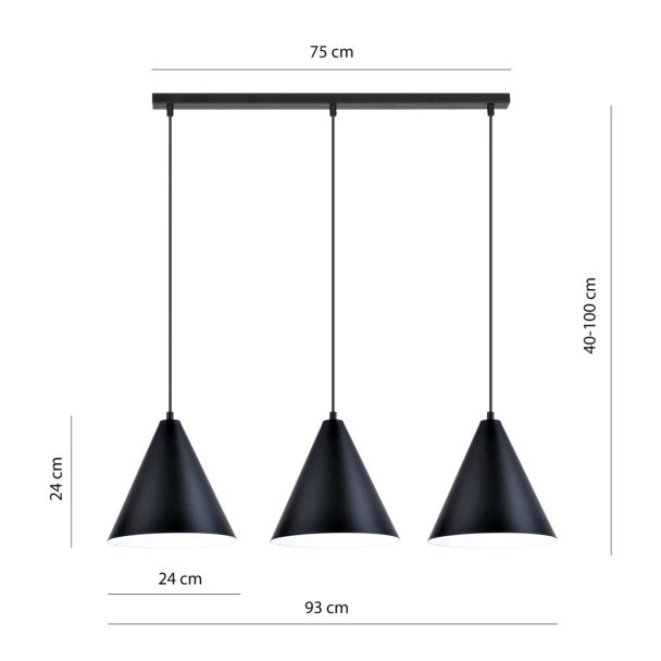 EMIBIG 1270/3 REBEL 3 BLACK/WHITE Lampa wisząca