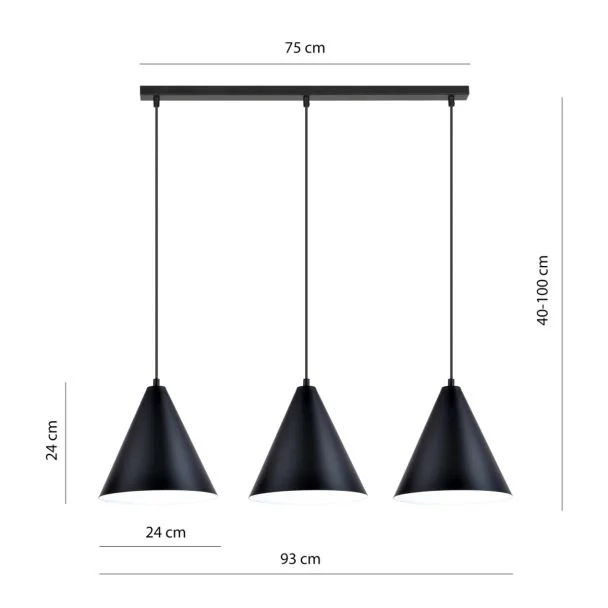 EMIBIG 1270/3 REBEL 3 BLACK/WHITE Lampa wisząca