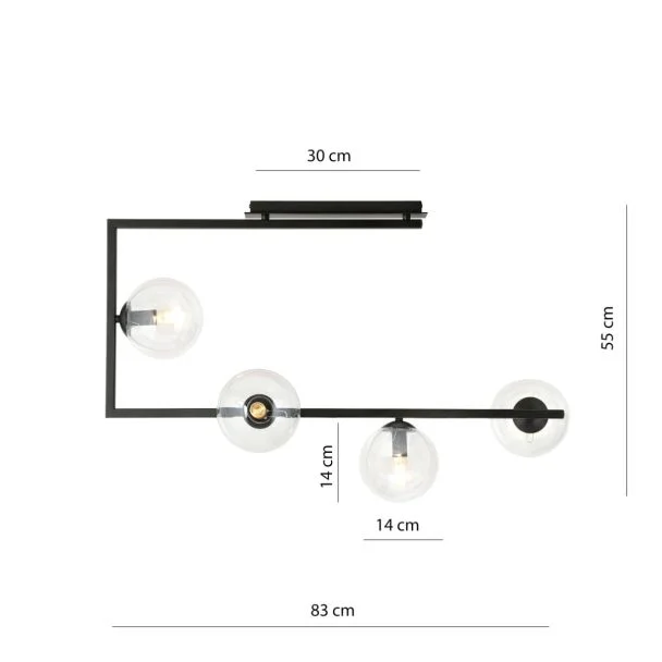 EMIBIG 1289/4 SOMA 4 BL TRANSPARENT Lampa sufitowa