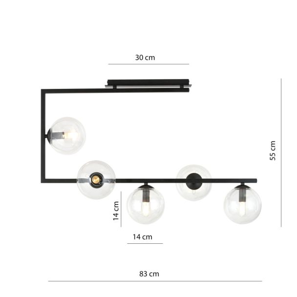 EMIBIG 1289/5 SOMA 5 BL TRANSPARENT Lampa sufitowa