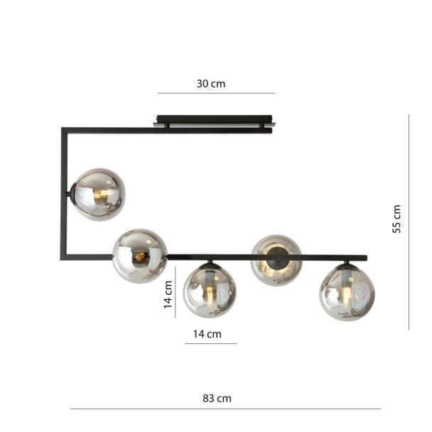 EMIBIG 1290/5 SOMA 5 BL GRAFIT Lampa sufitowa