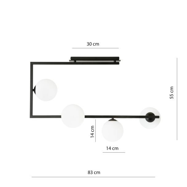 EMIBIG 1291/4 SOMA 4 BL OPAL Lampa sufitowa