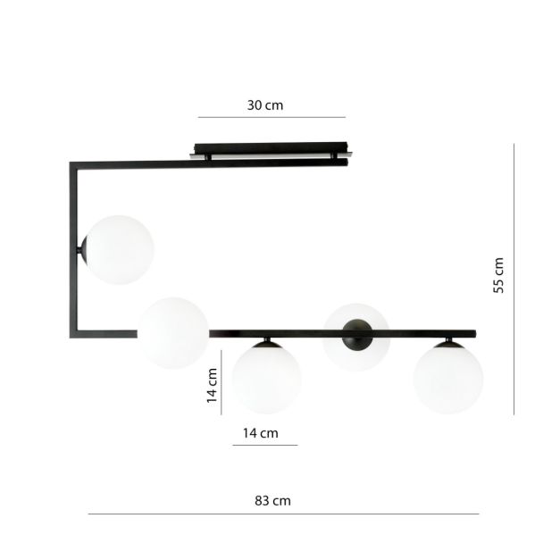 EMIBIG 1291/5 SOMA 5 BL OPAL Lampa sufitowa