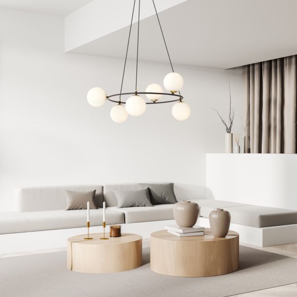 EMIBIG 1295/6 AZURA 6 BL OPAL Lampa wisząca
