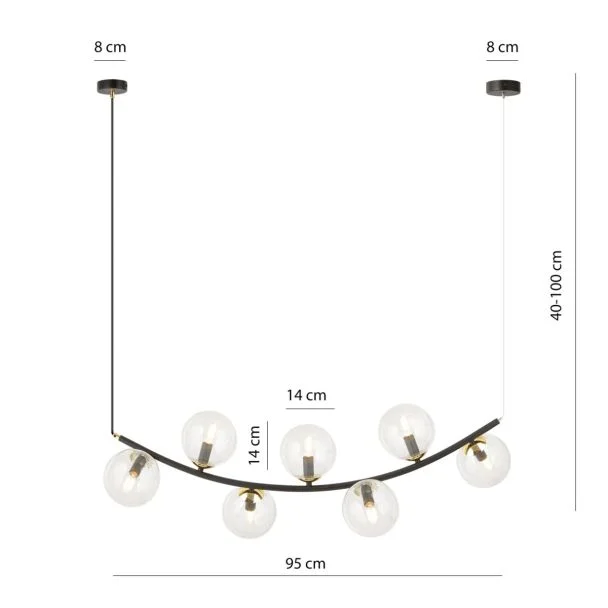 EMIBIG 1296/7 RITZ 7 BL TRANSPARENT Lampa wisząca