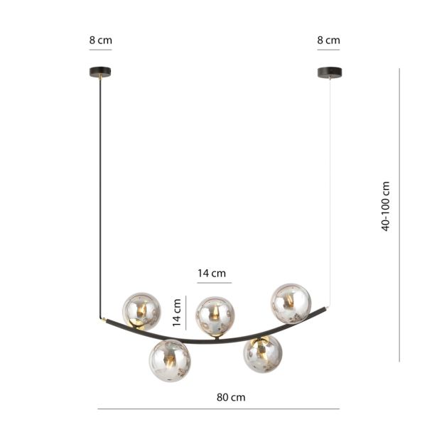 EMIBIG 1297/5 RITZ 5 BL GRAFIT Lampa wisząca