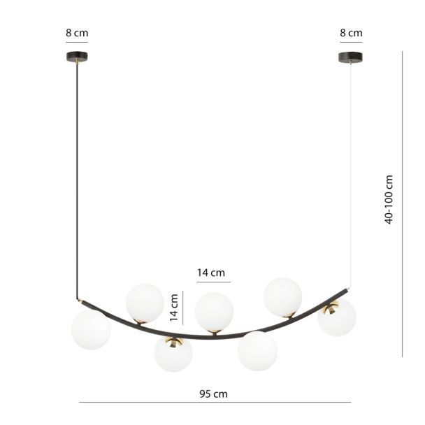 EMIBIG 1298/7 RITZ 7 BL OPAL Lampa wisząca