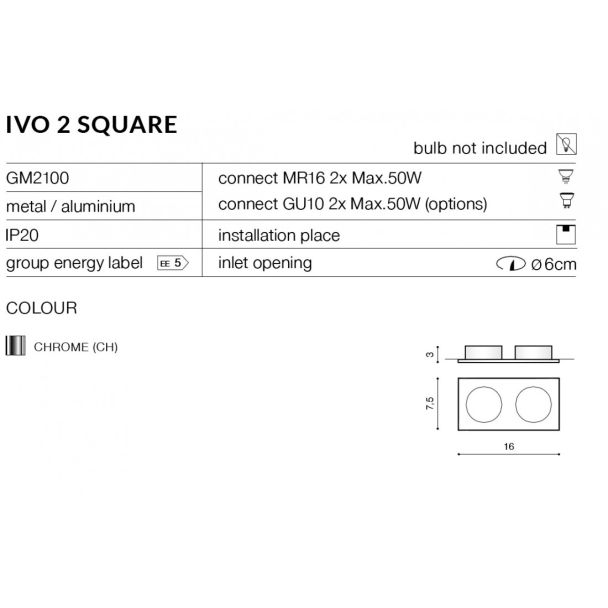 AZZARDO AZ1789 Ivo 2 Square (chrome)
