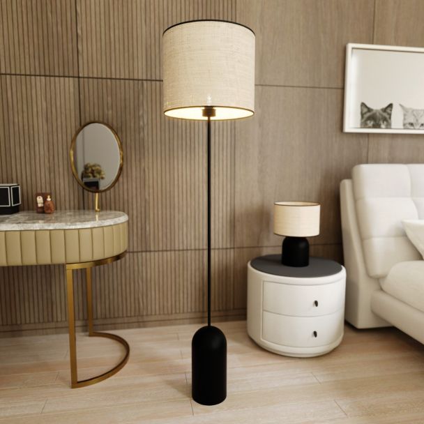 EMIBIG 1324/LP1 LAMPA PODŁOGOWA ASPEN LP1 BLACK/RATTAN