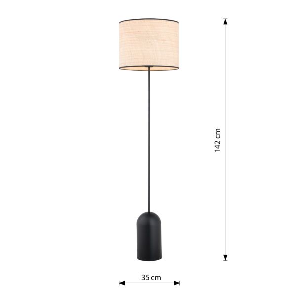 EMIBIG 1324/LP1 LAMPA PODŁOGOWA ASPEN LP1 BLACK/RATTAN