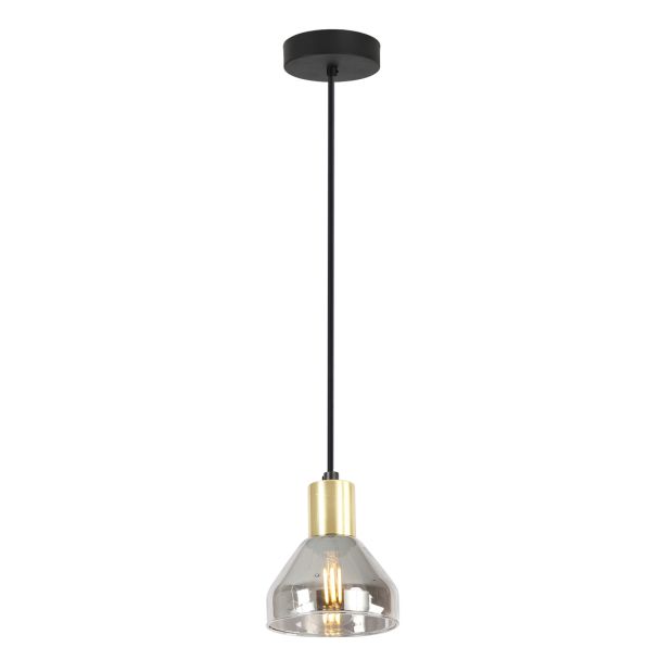 CANDELLUX 31-78391 LAMPA WISZĄCA GREGORY CZARNY BRĄZ 1X40W E14 KLOSZ DYMIONY