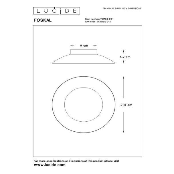 LUCIDE FOSKAL 79177/06/31 LAMPA SUFITOWA - NOWOCZESNA