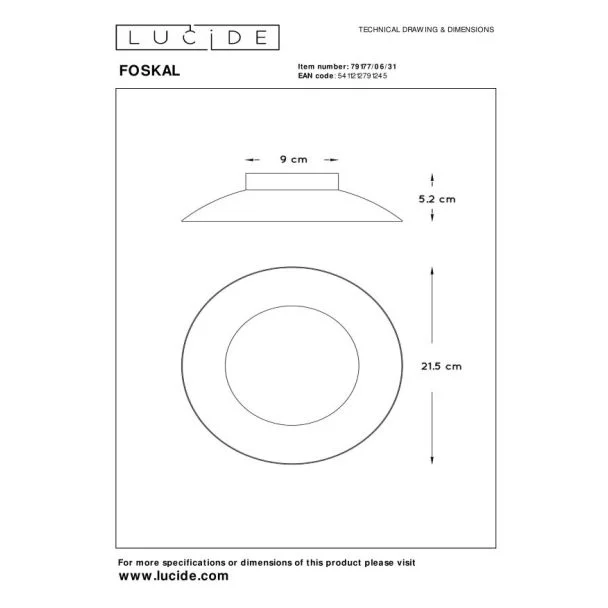 LUCIDE FOSKAL 79177/06/31 LAMPA SUFITOWA - NOWOCZESNA