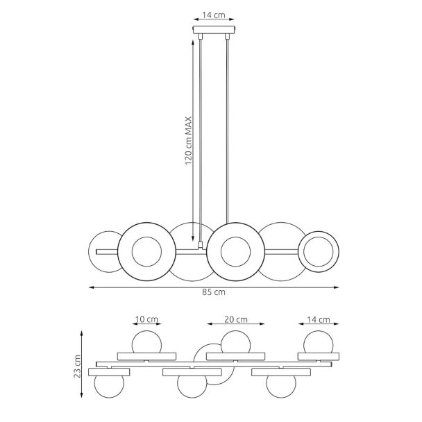 EMIBIG 1487/6 MODEL 6 BL WHITE Lampa wisząca