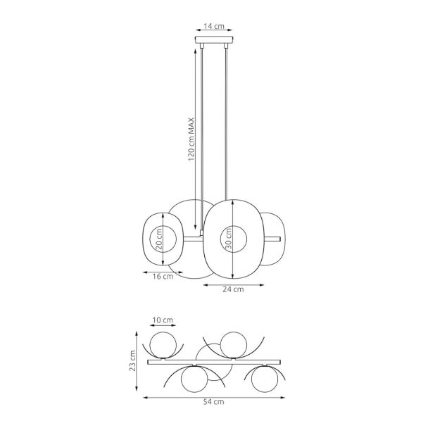 EMIBIG 1491/4 ELEMENTI 4 BLACK Lampa wisząca