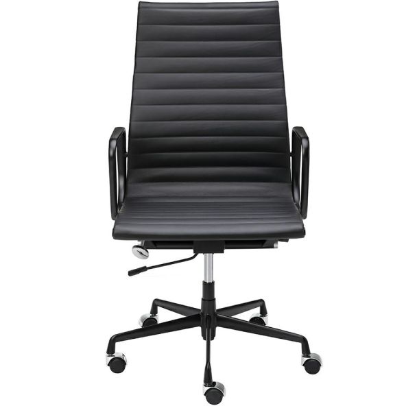 King Home A022.BLACKL Fotel biurowy AERON PRESTIGE PLUS czarny - skóra naturalna, aluminium
