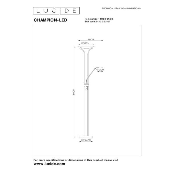 LUCIDE CHAMPION-LED 19792/24/30 LAMPA STOJĄCA - PODŁOGOWA