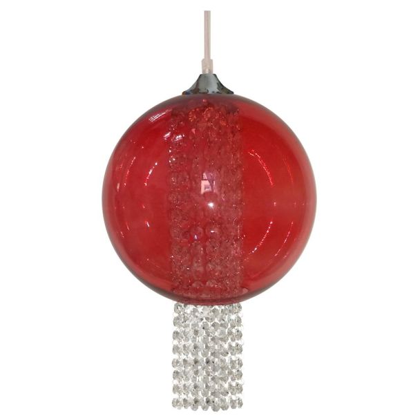 CANDELLUX 31-26699 ALLANI ZWIS 25 1X60W E27 CZERWONY Z KRYSZTAŁKAMI