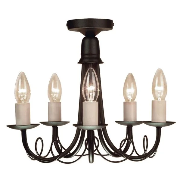 ELSTEAD MINSTER MN5 BLACK 5Lt Chandelier/Semi-Flush
