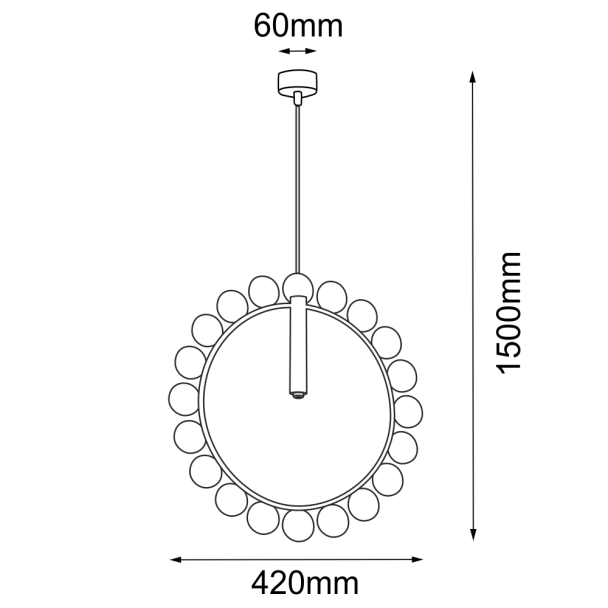 ANTIGO Lampa wisząca no. O - Platyna mat (420 mm) 5061